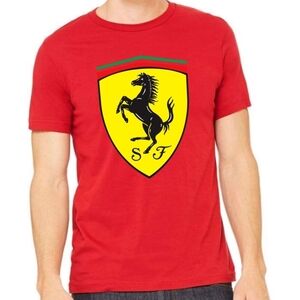 FERRARI | Vintage 1995 Red Short Sleeve Men's Streetwear Horse Logo Tee | L